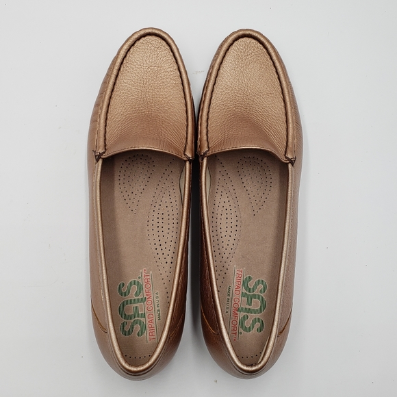 9S Slim SAS Simplify Copper Slip On Loafer Womens Tripad Shoes Leather - Picture 6 of 9